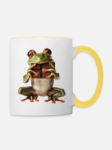 Frosch - Tasse zweifarbig - Weiß/Gelb
