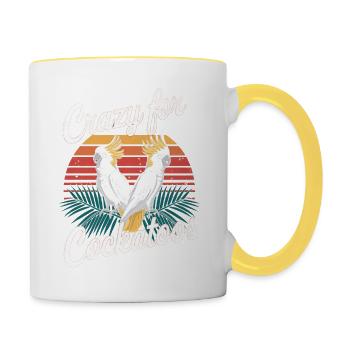 Verrückt Nach Kakadus Sonnenuntergang - Tasse zweifarbig - Weiß/Gelb - Rechts