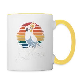 Crazy For Cockatoos Bunte Vogel Fan - Tasse zweifarbig - Weiß/Gelb - Rechts