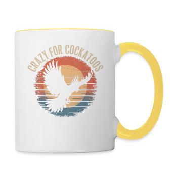 Crazy For Cockatoos Retro Stil Vogel - Tasse zweifarbig - Weiß/Gelb - Rechts