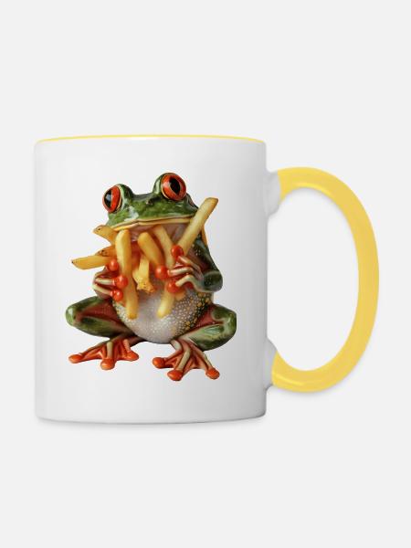 Frosch - Tasse zweifarbig - Weiß/Gelb