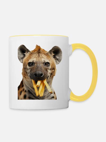 Hyäne - Tasse zweifarbig - Weiß/Gelb