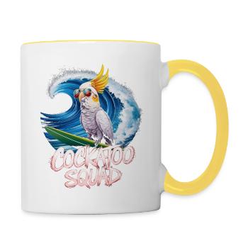 Cockatoo Squad Cooler Style Wellenreiten - Tasse zweifarbig - Weiß/Gelb - Rechts