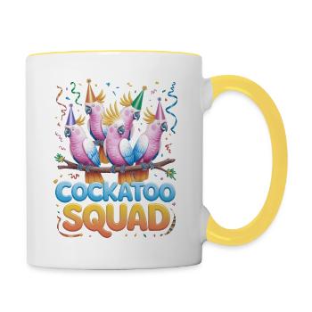 Cockatoo Squad Bunte Party Papageien Spaß - Tasse zweifarbig - Weiß/Gelb - Rechts