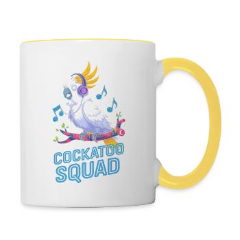 Cockatoo Squad Musik Papagei Kunst - Tasse zweifarbig - Weiß/Gelb - Rechts