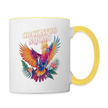 Cockatoo Squad Bunter Papagei Hibiskus - Tasse zweifarbig - Weiß/Gelb - Rechts