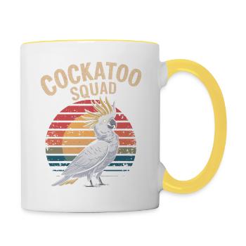 Cockatoo Squad Papageien Fans Vintage Stil - Tasse zweifarbig - Weiß/Gelb - Rechts
