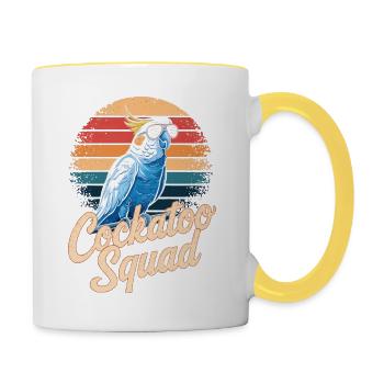 Cockatoo Squad Lustiger Kakadu Club - Tasse zweifarbig - Weiß/Gelb - Rechts
