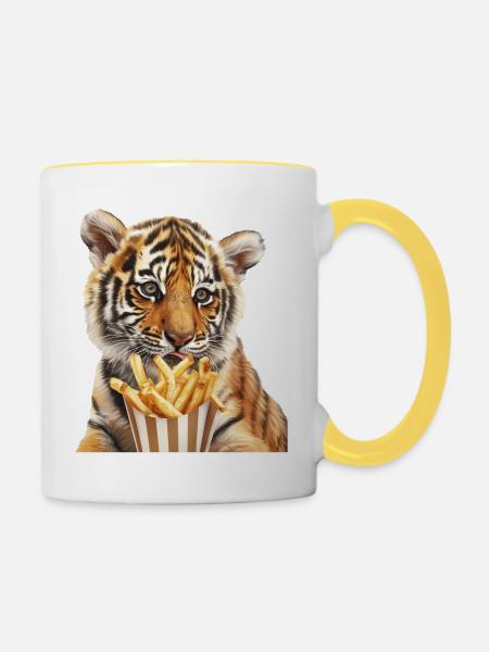 Tiger - Tasse zweifarbig - Weiß/Gelb