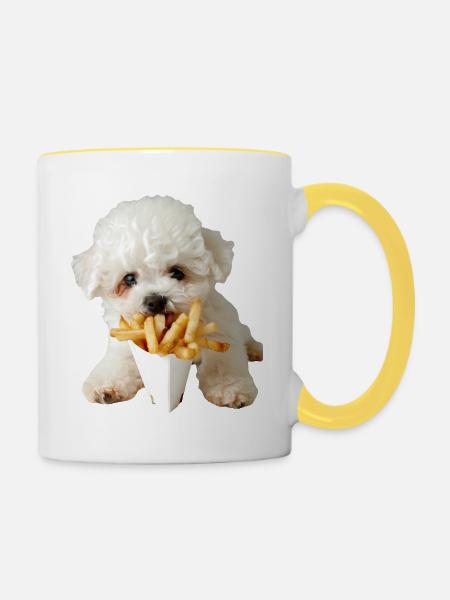 Bichon Frisé - Tasse zweifarbig - Weiß/Gelb