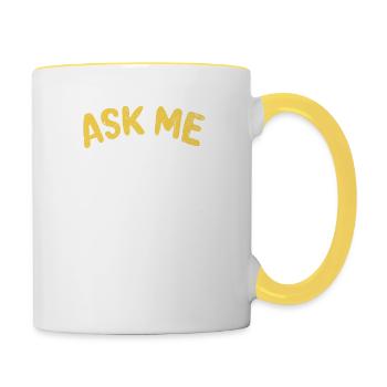 Frag mich nach meiner Fursona – Furry Stolz - Tasse zweifarbig - Weiß/Gelb - Rechts