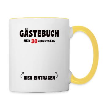 30 Jahre Geburtstag Gästeliste 30er - Tasse zweifarbig - Weiß/Gelb - Rechts