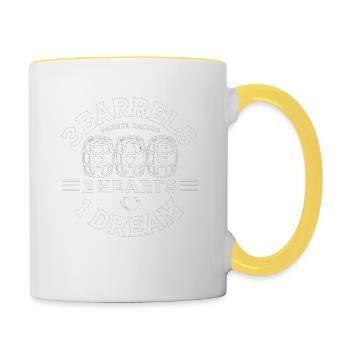 3 Fässer 2 Herzen 1 Traum - Tasse zweifarbig - Weiß/Gelb - Rechts