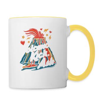 Volcan – Cendres, lave et feu - Mug contrasté - blanc/jaune - Droite