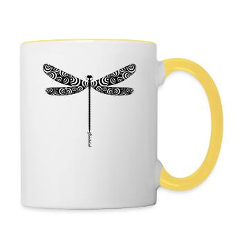Elegant dragonfly - Contrasting Mug - white/yellow - Right