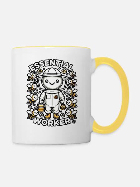 Unverzichtbare Arbeitskraft - Tasse zweifarbig - Weiß/Gelb