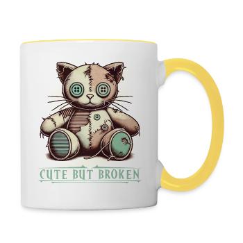 Psychopathe mental Charme mignon mais brisé - Mug contrasté - blanc/jaune - Droite
