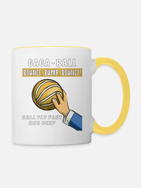 GAGA BALL BOUNCE, BUMP, BOUNCE! - Tasse zweifarbig - Weiß/Gelb