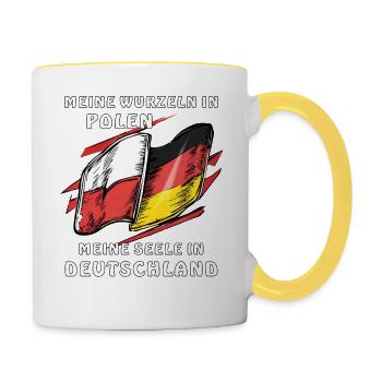 WURZELN IN POLEN SEELE IN DEUTSCHLAND - Tasse zweifarbig - Weiß/Gelb - Rechts