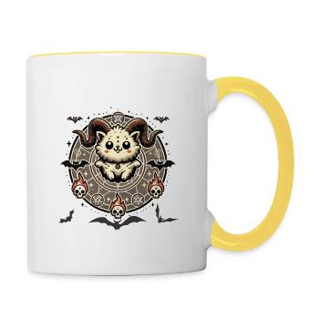 Luzifer Liebt Dich Mystischer Stil - Tasse zweifarbig - Weiß/Gelb - Rechts