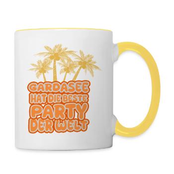 Vacances Lac de Garde - Mug contrasté - blanc/jaune - Droite