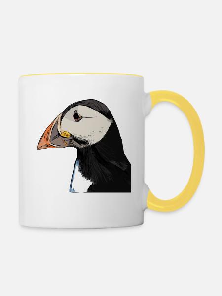 Papageientaucher - Lunde - Puffin - Tasse zweifarbig - Weiß/Gelb