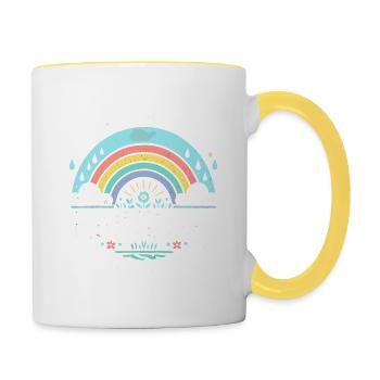 Nach dem Regen gibt es immer einen Regenbogen - Tasse zweifarbig - Weiß/Gelb - Rechts