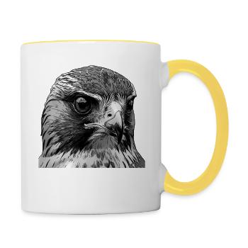 Oiseau faucon - Mug contrasté - blanc/jaune - Droite