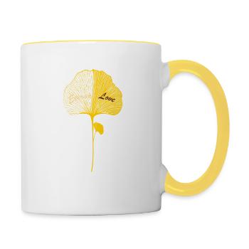Gelbes Ginkgoblatt Yellow Ginkgo Leaf - Contrasting Mug - white/yellow - Right