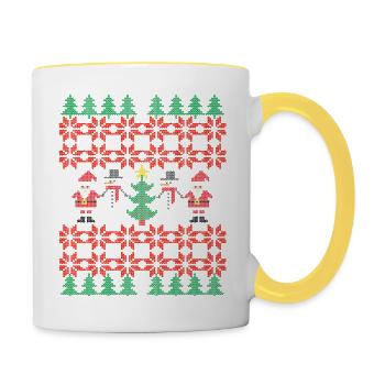 Ugly christmas knit Design - Tasse zweifarbig - Weiß/Gelb - Rechts
