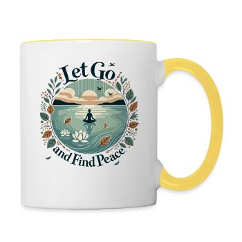 Loslassen und Frieden finden - Tasse zweifarbig - Weiß/Gelb - Rechts