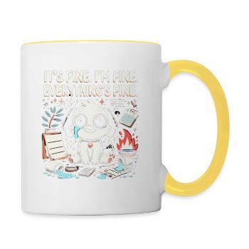 Es ist in Ordnung. Mir geht es gut. Alles ist gut - Tasse zweifarbig - Weiß/Gelb - Rechts