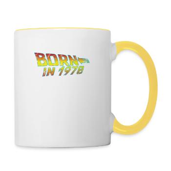 1970 Birthday Born in Back to Future - Contrasting Mug - white/yellow - Right