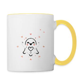 Meine Freundin Ist Mein Boo Liebe Geister - Tasse zweifarbig - Weiß/Gelb - Rechts