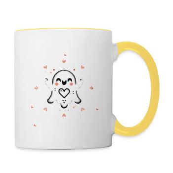 Ma copine est mon boo ghost love - Mug contrasté - blanc/jaune - Droite