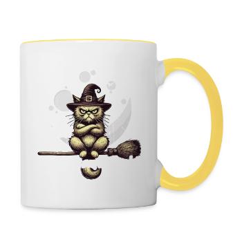 Is the Halloween enough cat moon - Contrasting Mug - white/yellow - Right