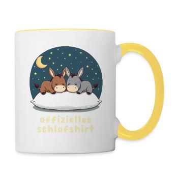 Offizielles Schlafshirt Esel - Tasse zweifarbig - Weiß/Gelb - Rechts