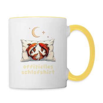 offizielles schlafshirt pärchen Koi Japan Geschenk - Tasse zweifarbig - Weiß/Gelb - Rechts