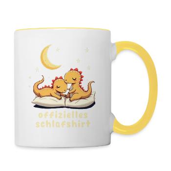 offizielles schlafshirt pärchen T-Rex - Tasse zweifarbig - Weiß/Gelb - Rechts