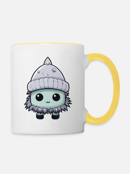 Frostbeule Winter Eskimo Comic - Tasse zweifarbig - Weiß/Gelb