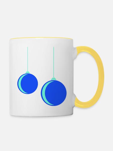 Weihnachtskugel - Tasse zweifarbig - Weiß/Gelb