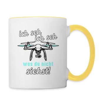 Drohnen - Ich Seh, Ich Seh - Tasse zweifarbig - Weiß/Gelb - Rechts