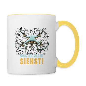 Drohnen - Ich Seh, Ich Seh - Tasse zweifarbig - Weiß/Gelb - Rechts