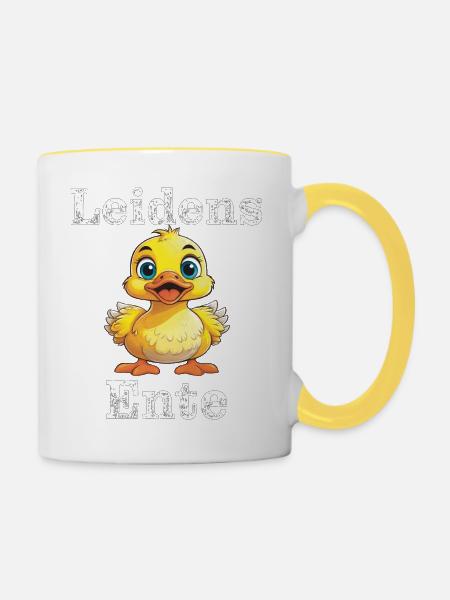 Leidens Ente - Tasse zweifarbig - Weiß/Gelb
