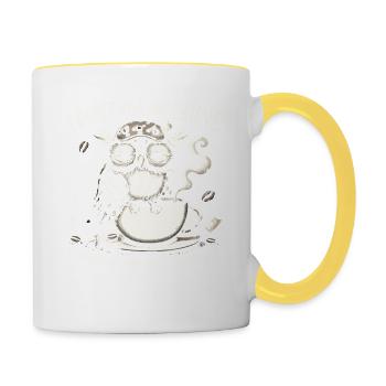 Ich stehe nicht auf und glänze, ich koffeiniere un - Tasse zweifarbig - Weiß/Gelb - Rechts