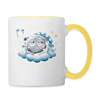 Ich werde es tun... Morgen Abend - Tasse zweifarbig - Weiß/Gelb - Rechts