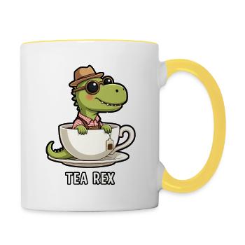 Tea Rex TRex Lederhose - Tasse zweifarbig - Weiß/Gelb - Rechts