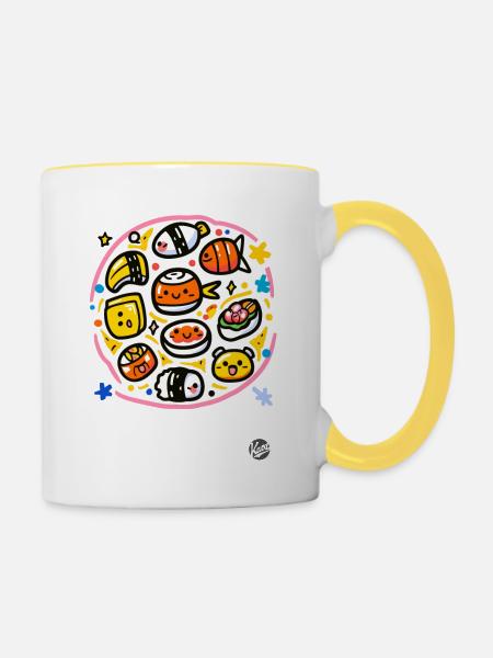 Sushi Himmel - Tasse zweifarbig - Weiß/Gelb