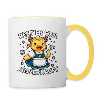 Rentier war ausverkauft Weihnachten Elch Spruch - Tasse zweifarbig - Weiß/Gelb - Rechts