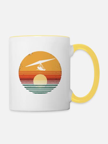 Oldtimer-Hängegleiter - Tasse zweifarbig - Weiß/Gelb